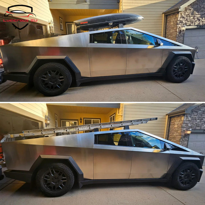 Crossbar Roof Rack Cargo Carrier for Tesla Cybertruck is available at Ludicrous EV.