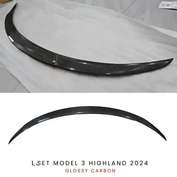  Performance Style Carbon Fiber Rear Spoiler for Tesla Model 3 Highland 2024 is available at Ludicrous EV.
