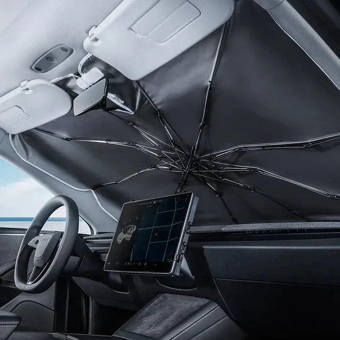 Windshield SunShade Umbrella- NASA for Tesla is available at Ludicrous EV.
