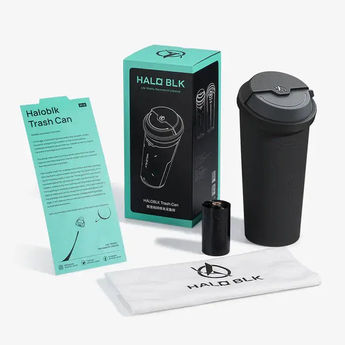 Tesla trash can with packaging and accessories