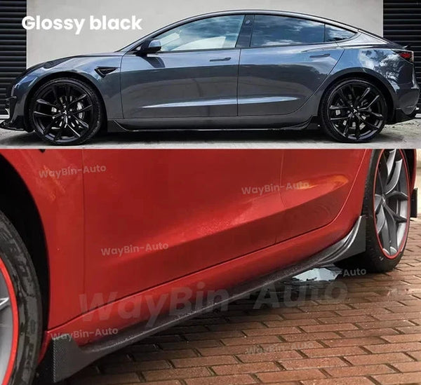 Glossy Carbon Black Side Skirt Body Kit - Aero Side Lip for Tesla Model 3/Model Y 2017-2024 is available at Ludicrous EV.