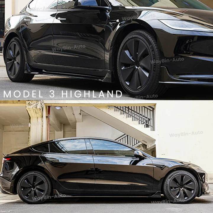 Glossy Carbon Black Side Skirt Body Kit - Aero Side Lip for Tesla Model 3/Model Y 2017-2024 is available at Ludicrous EV.