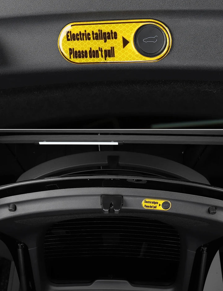 Trunk Tailgate Switch Warning Sticker for Tesla Model S/3/X/Y is available at Ludicrous EV.