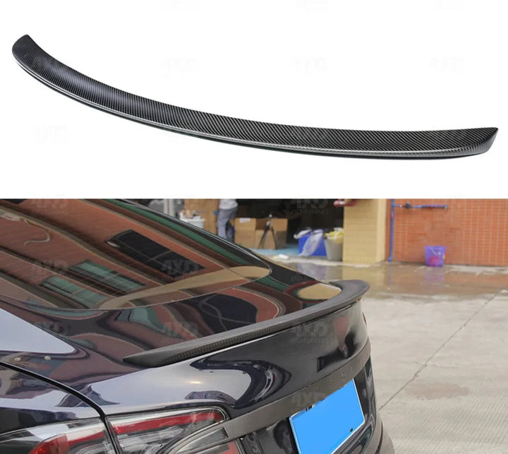 Carbon Fiber Rear Spoiler Matte Black Finish for Tesla Model S Trunk Wing 2012-2019 is available at Ludicrous EV.
