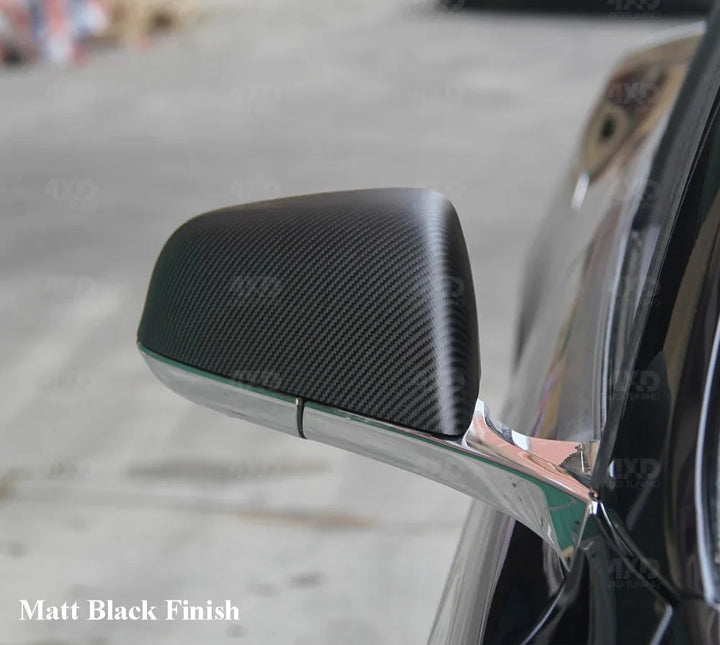 Rearview Mirror Cover in Dry Carbon Matte or Gloss for Tesla Model S 2014-2019 at Ludicrous EV.
