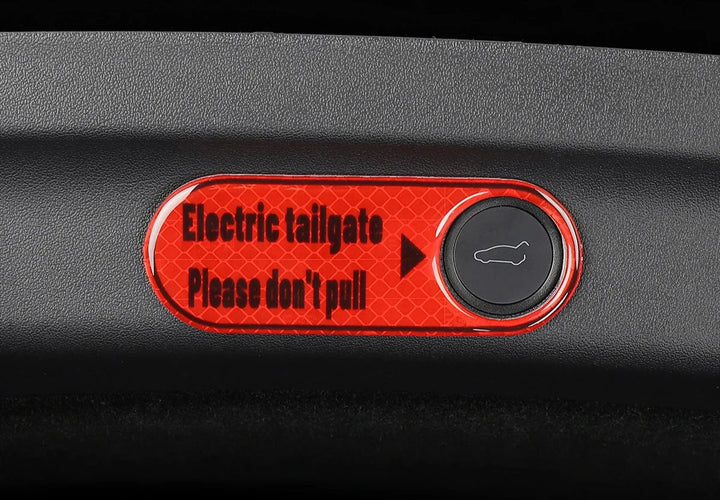 Trunk Tailgate Switch Warning Sticker for Tesla Model S/3/X/Y is available at Ludicrous EV.