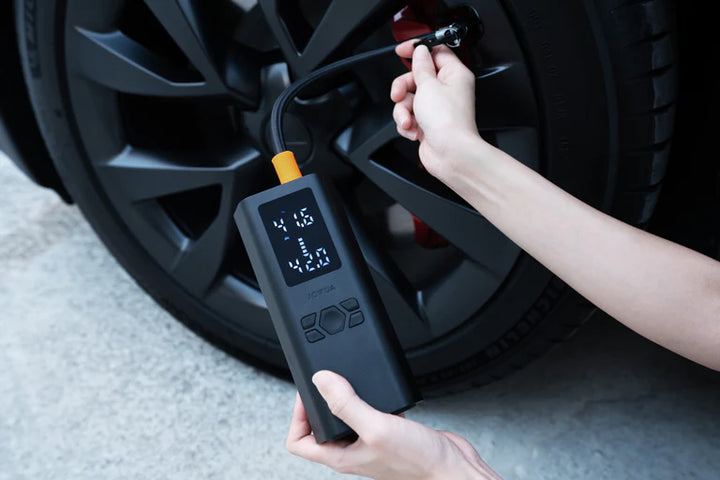 Portable Air Compressor for Tesla & Tire Valve Caps Combo is available at Ludicrous EV.
