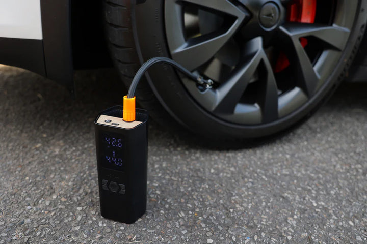 Portable Air Compressor for Tesla & Tire Valve Caps Combo is available at Ludicrous EV.
