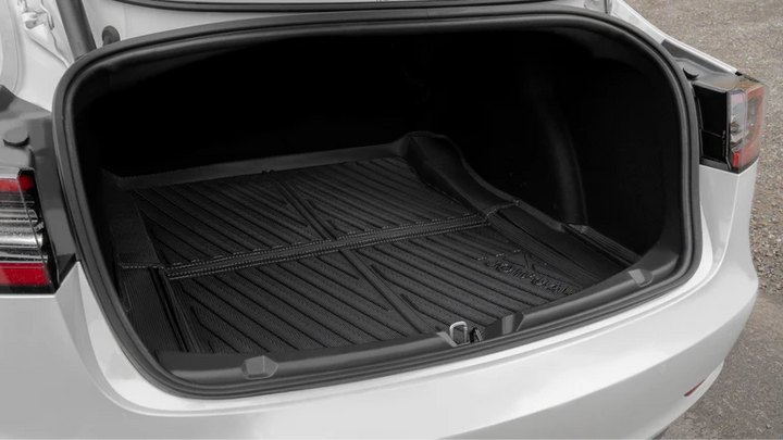 Model 3 trunk liner installed in car trunk