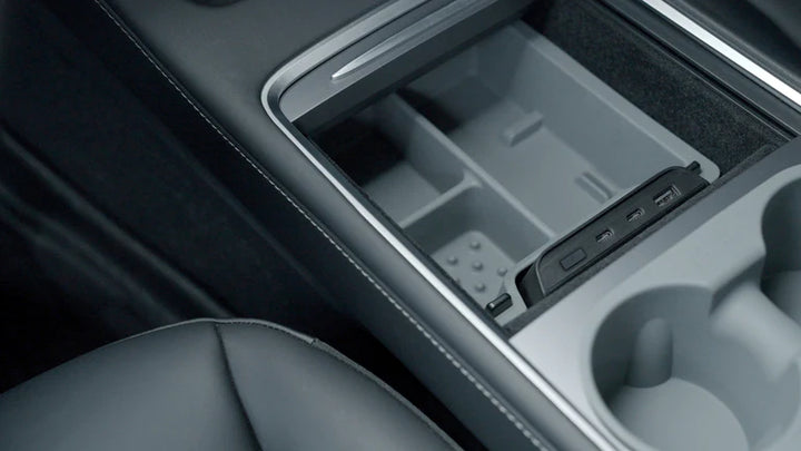 USB Hub for Tesla Model 3/Y | Dual USB-C 45W, LED Warm Light is available at Ludicrous EV.
