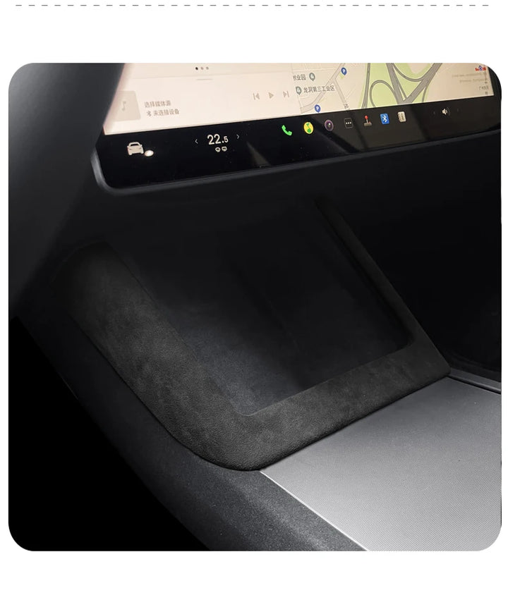 Rear Lower Console Panel Frame Cover for Tesla Model 3 Highland (2024+) Alcantara  at Ludicrous EV.
