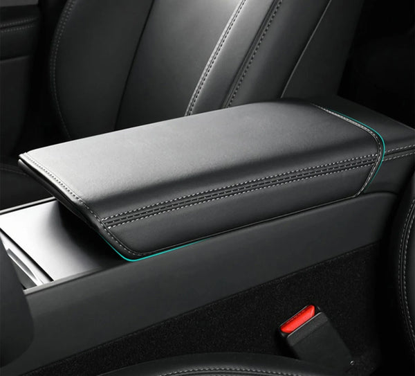 Napa Leather Armrest Cover for Tesla Model 3 Highland is available at Ludicrous EV.
