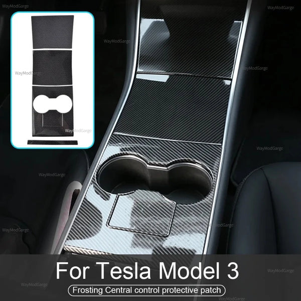 For Tesla Model 3 Y 2017-2020 Central Control Panel Protective Patch ABS Carbon Fiber Decorative Shell Stickers Car Accessories