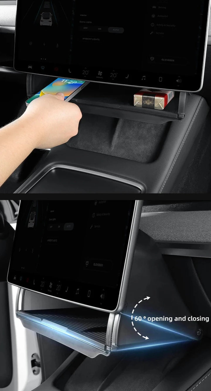 Hidden Storage Box & Organizer Case Tray For Tesla Model Y 2024 is available at Ludicrous EV.
