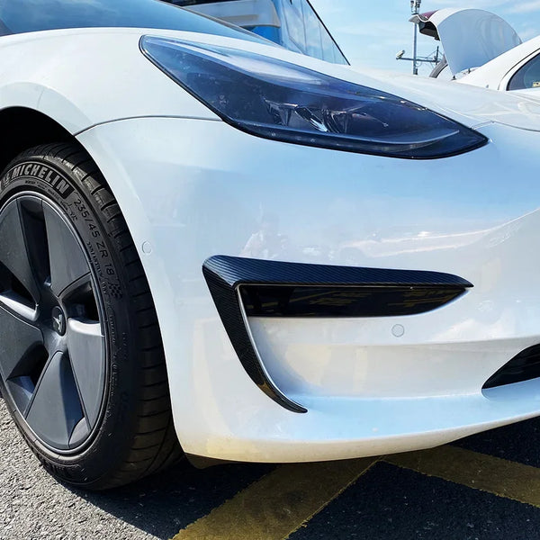 Front Bumper Wind Knife & Fog Lamp Trim for Tesla Model 3/Model Y (2017-2023) is available at Ludicrous EV.
