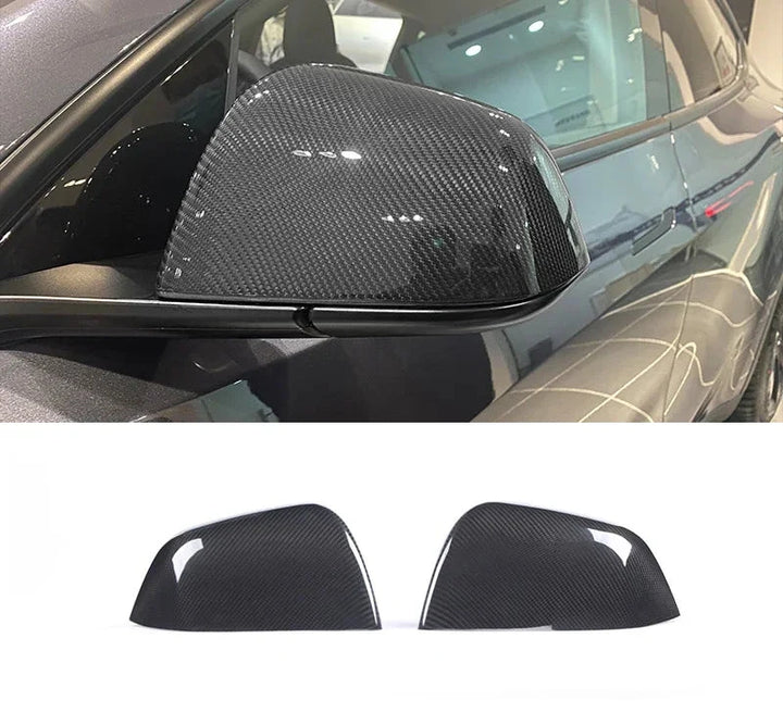 Real Carbon Fiber Rearview Mirror Cover for Tesla Model 3/Y 2017-2023 is available at Ludicrous EV.