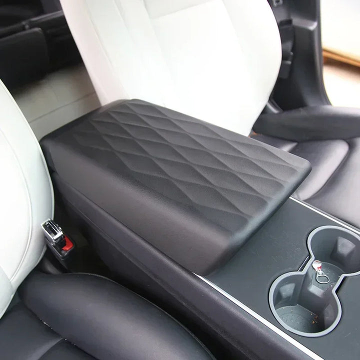 TPE Armrest Box Cover for Center Console – Protective Accessory for Tesla Model 3 Y which is available at Ludicrous EV.