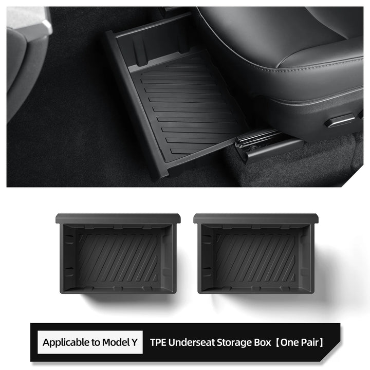 Under Seat Storage Box & Drawer Organizer for Tesla Model Y 2024 is available at Ludicrous EV.