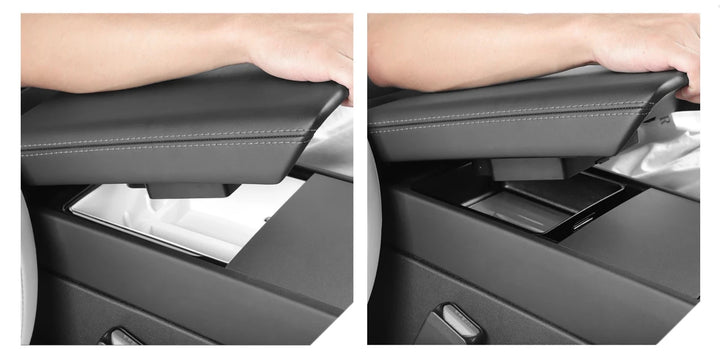 Hidden Armrest Storage Box For Upgrade Your Tesla Model 3 Highland is available at Ludicrous EV.