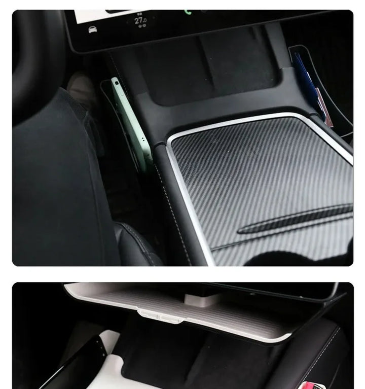 Armrest Side Storage Box & Gap Organizer Tray – Center Console Interior Accessories for Tesla Model 3 & Y is available at Ludicrous EV.