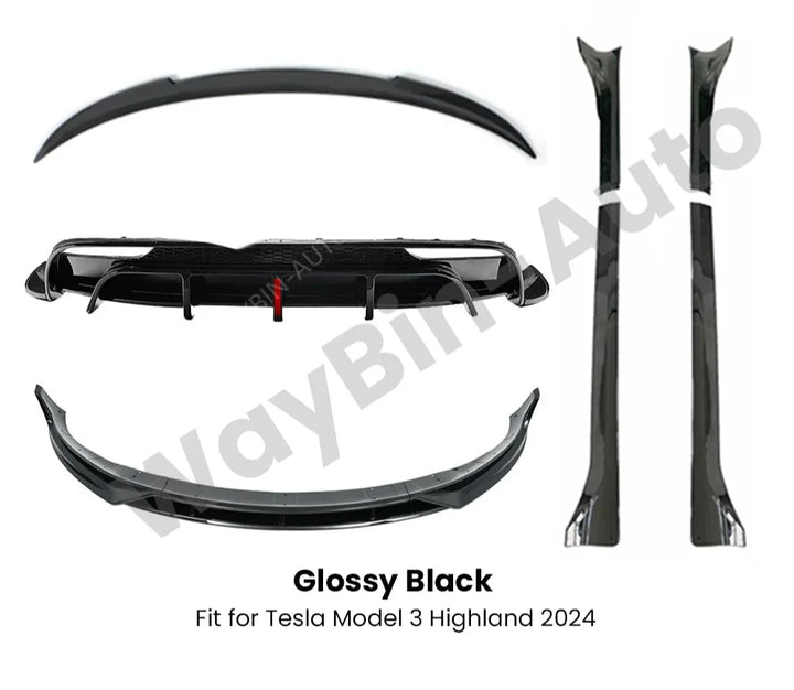 Body Kits Glossy Bumper Lip Rear Diffuser Spoiler Tuning Accessories for Tesla Model 3 Highland 2024 is available at Ludicrous EV.