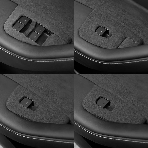 Premium 4-Piece Italian Suede Switch Frame Covers - Door Trim for Tesla Model 3/Model Y at Ludicrous EV.
