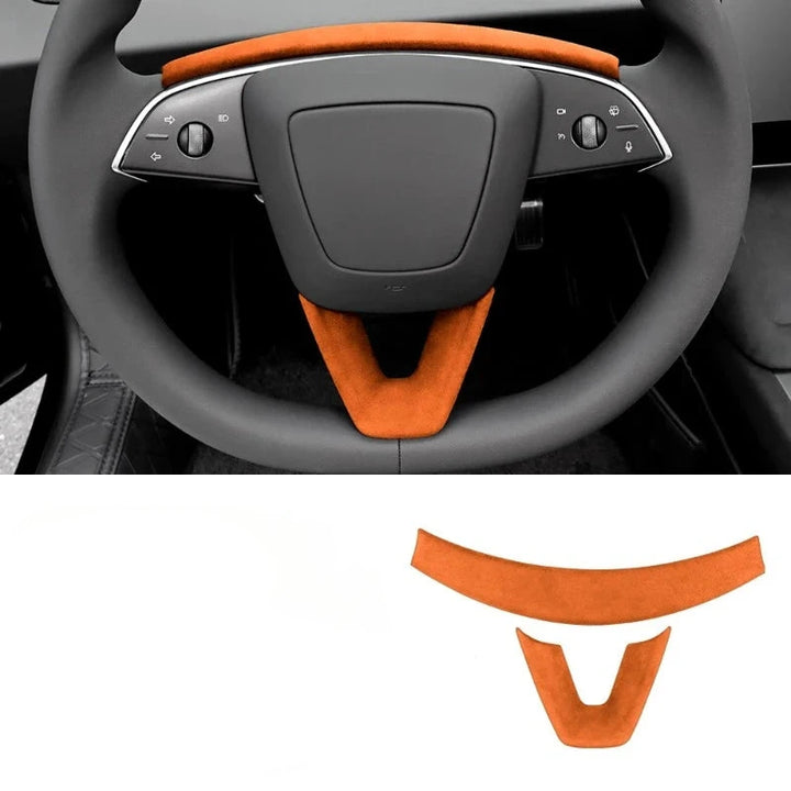 Alcantara Suede Steering Wheel Trim Cover or Tesla Model 3+ 2024 is available at Ludicrous EV.