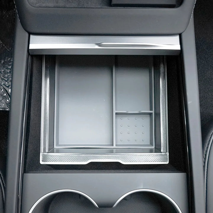 Central Control Storage Box with Transparent Armrest and Silicone Pad for Tesla Model 3 Highland 2024 is available at Ludicrous EV.