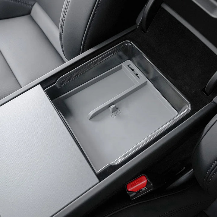 Central Control Storage Box with Transparent Armrest and Silicone Pad for Tesla Model 3 Highland 2024 is available at Ludicrous EV.