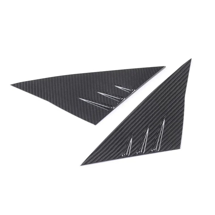 Real Carbon Fiber A-Pillar Window Triangle Spoiler Patch for Tesla Model 3/Model Y/Model 3+ Highland 2024 at Ludicrous EV.