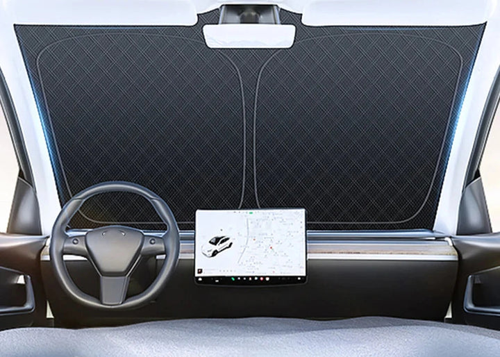 Windshield Side Window Sunshade - Non-Transparent Sun Protection & Heat Insulation for 2024 Tesla Model Y/Model 3 at Ludicrous EV.
