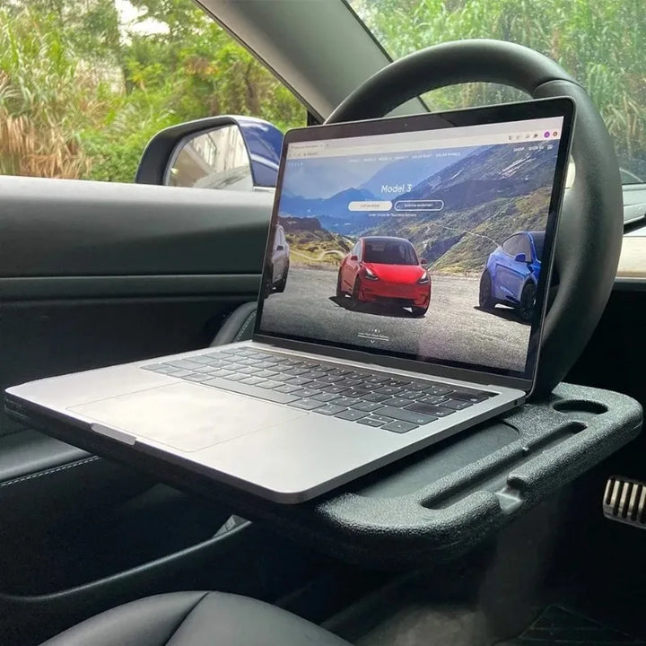 Multifunctional Car Travel Table Laptop Desk Steering Wheel Tray for Eating & Work for Tesla Model 3/Model S/Model X/Model Y is available at Ludicrous EV.