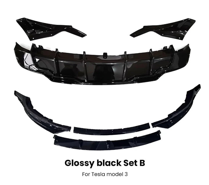 Glossy Black Body Kit for Tesla Model 3/Model Y (2017-2023) is available at Ludicrous EV.