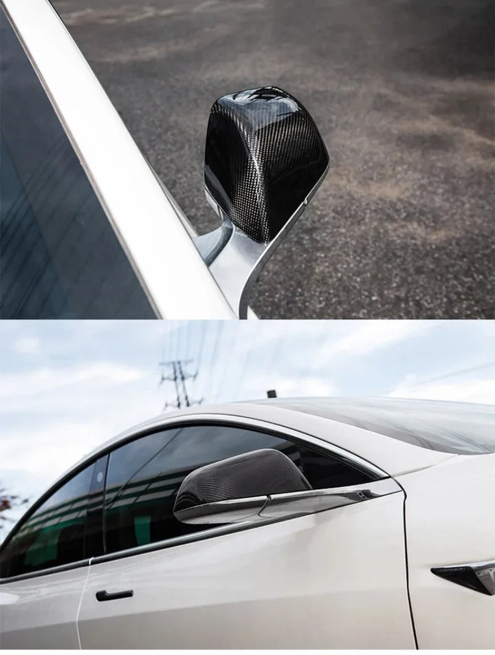 Real Carbon Fiber Rearview Mirror Cover for Tesla Model 3/Y 2017-2023 is available at Ludicrous EV.