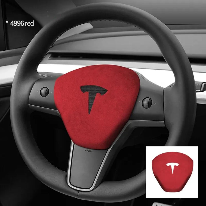 Super Suede Steering Wheel Horn Airbag Cover for Tesla Model 3/Model Y is available at Ludicrous EV.