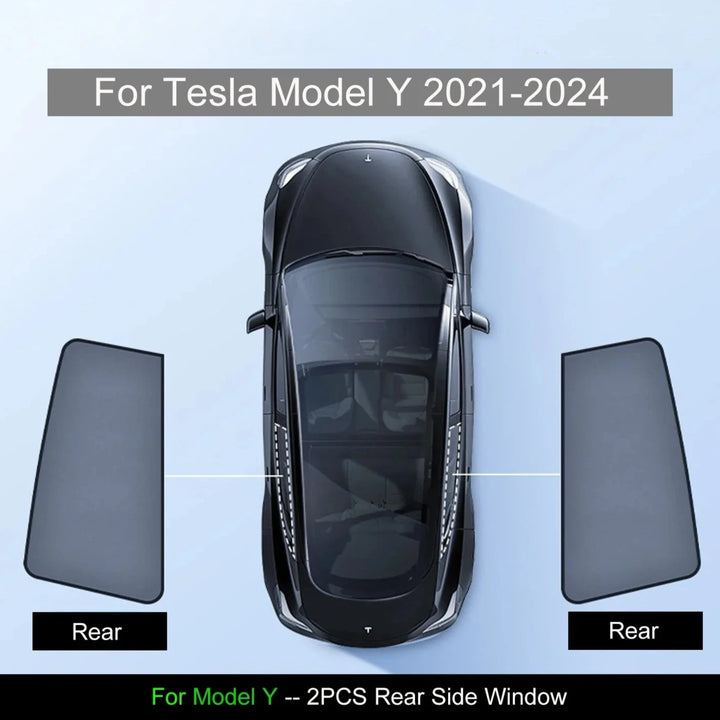 Magnetic Track Side Window Sunshades with Dual-Layer Insulation For Tesla Model Y is available at Ludicrous EV.