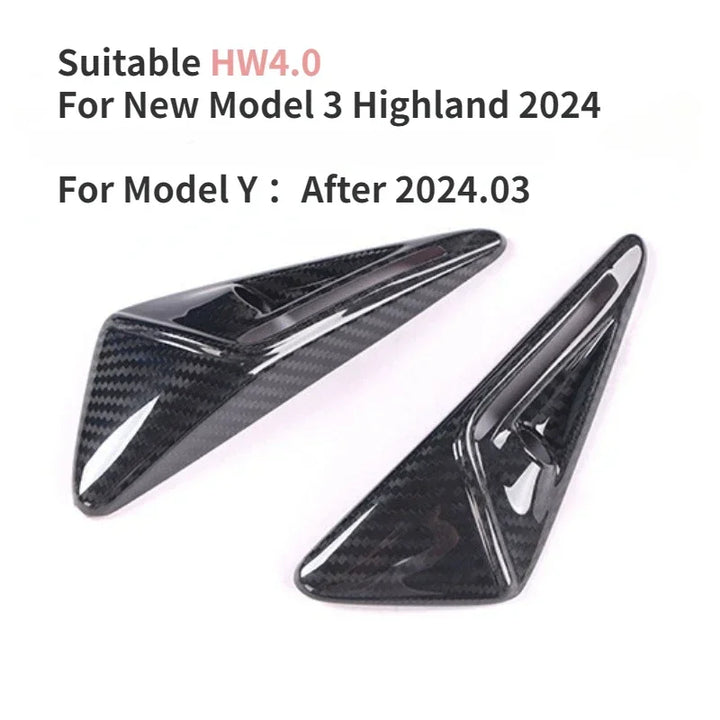 Real Carbon Fiber Side Camera Cover Sticker for Tesla Model 3/Model Y/Model S/Model X/Model 3+ Highland is available at Ludicrous EV.
