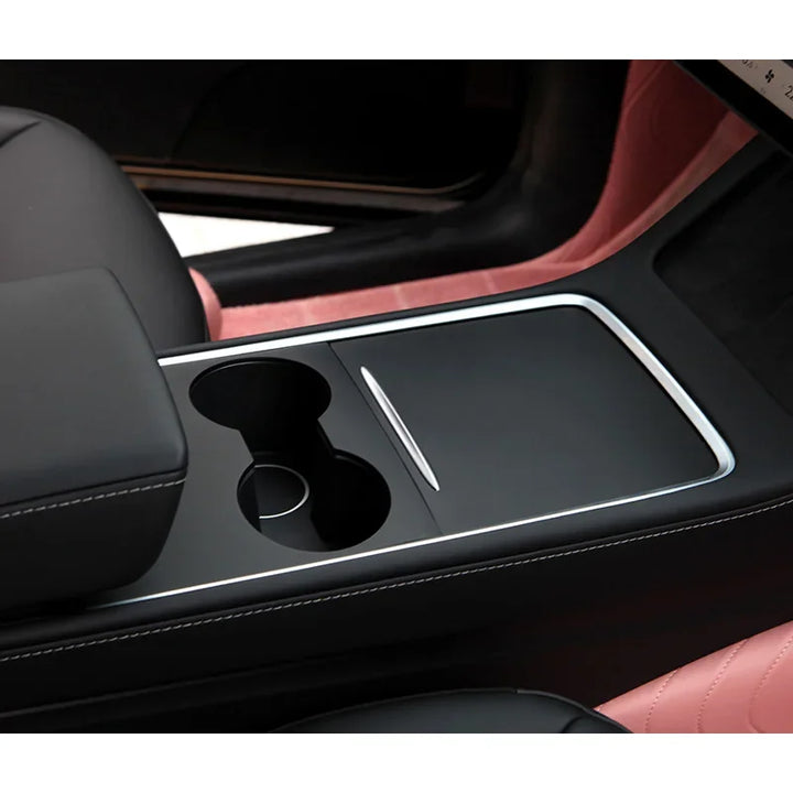 Matte White ABS Center Console Cover for Tesla Model/Model Y (2021-2023) is available at Ludicrous EV.
