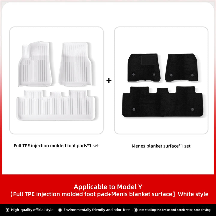 Foot Pad & Trunk Mat Set TPE Waterproof for Tesla Model 3/Y at Ludicrous EV.