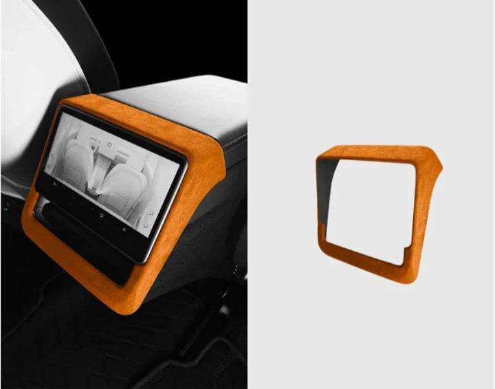 Suede Rear Row Screen Frame Cover for Tesla Model 3 2024, Alcantara at Ludicrous EV.