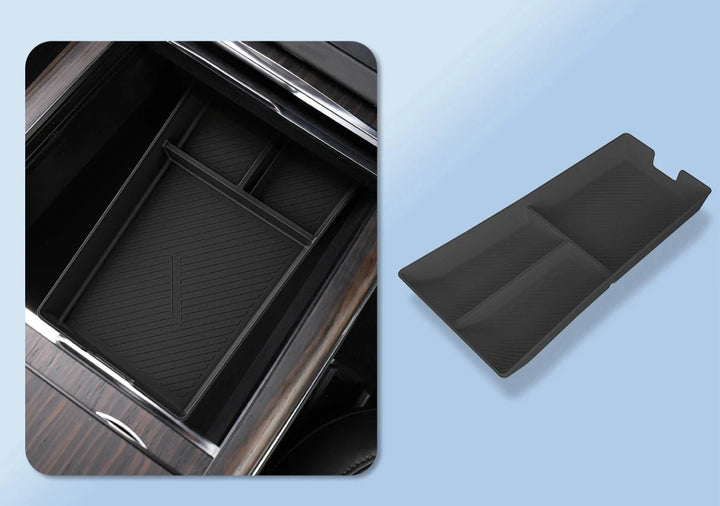 Wireless Charging Pad & Armrest Organizer For Tesla Model S/X 2024 is available at Ludicrous EV.