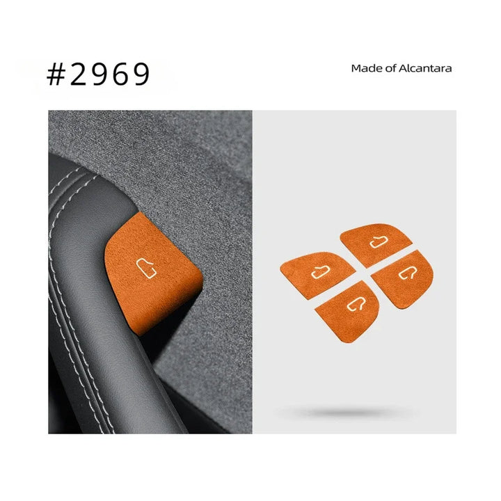 Suede Door Switch Patch Sticker for Tesla Model 3 Highland 2024 Alcantara at Ludicrous EV.