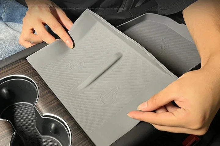 Silicone Center Console Storage Box for Tesla Model X/Model S is available at Ludicrous EV.
