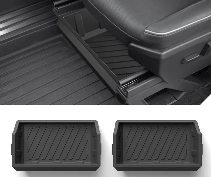 Under Seat Storage Box & Drawer Organizer For Tesla Cybertruck 2024 is available at Ludicrous EV.
