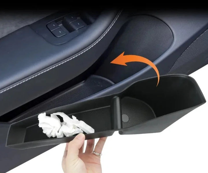 Car Door Side Storage Box with Armrest Umbrella Tray Organizer – Front & Rear Door Storage Accessories for Tesla Model 3/Model Y/Model 3+ at Ludicrous EV.