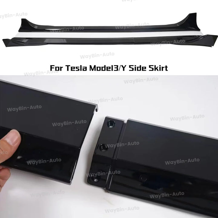 Glossy Carbon Black Side Skirt Body Kit - Aero Side Lip for Tesla Model 3/Model Y 2017-2024 is available at Ludicrous EV.