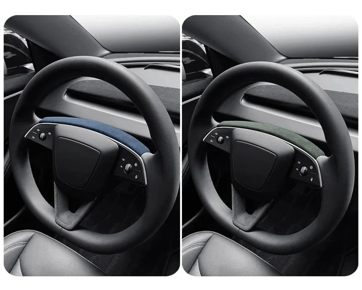 Alcantara Steering Wheel Top Panel for Tesla Model 3 Highland (2024+) is available at Ludicrous EV.