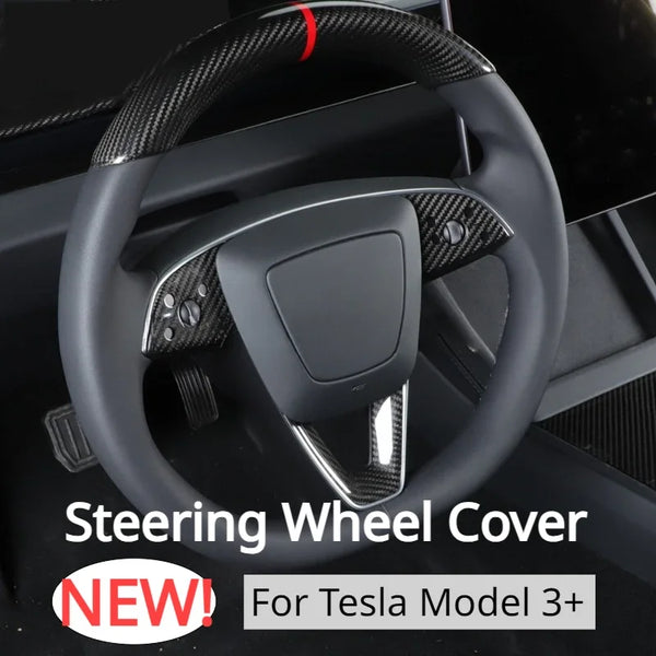 Steering Wheel Cover for Tesla Model 3+ Real Dry Carbon Fiber 3K 240G Handmade Steering Wheel Shell New Model3 Highland 2024
