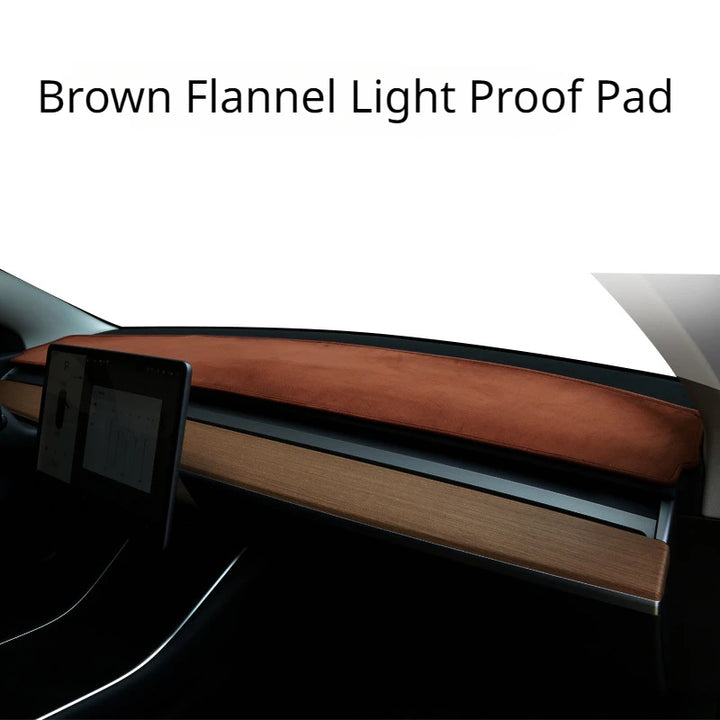Lightproof Flannel Dashboard Mat Cover Sunscreen Protective Pad for Tesla New Model 3 2024 at Ludicrous EV.