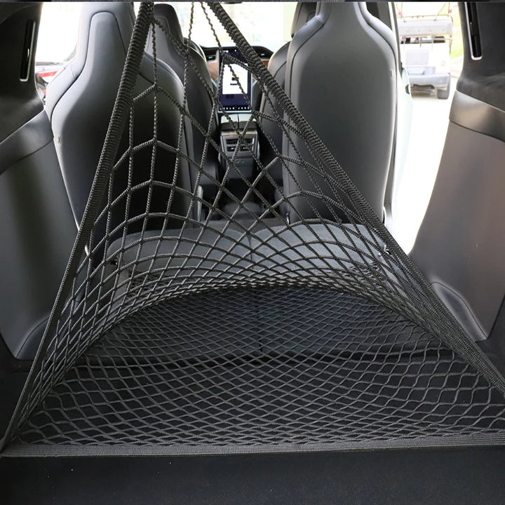 Double Layer Trunk Luggage Storage Net for Tesla Model X is available at Ludicrous EV.